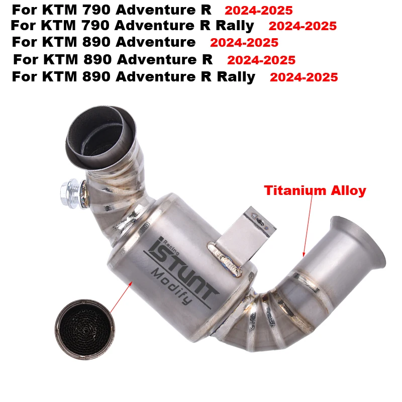 

Motorcycle Exhaust Escape Titanium Alloy Middle Link Pipe Muffler Pipe Slip On For KTM DUKE 790 890 Adventure R Rally 2024 2025