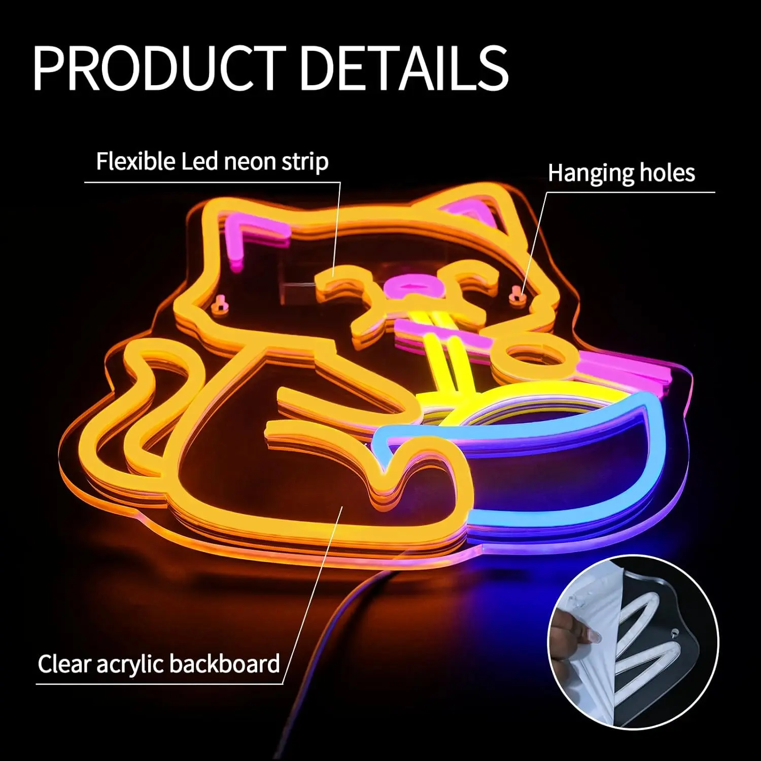 Cute Cat Drinking Boba Neon Sign LED Wall Art USB Powered Kitty Milk Tea Bedroom Kids Room Pet Lover Living Area Aesthetic Decor
