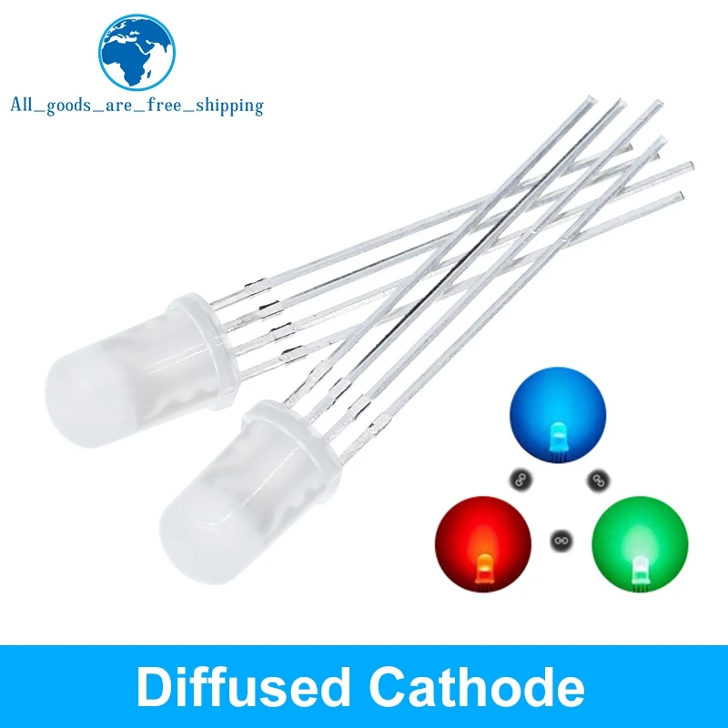 10/20/50/100pcs 5mm RGB LED Common Cathode / Common Anode Tri-Color Emitting Diodes f5 RGB Diffused / Transparent Highlight 
