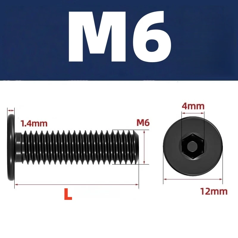 M2 M3 M4 M5 M6 M8 Black 304 Stainless Steel Low Profile Socket Head Cap Screws Hex Key Bolts Ultra Thin Flat Head Allen Hexagon image 3