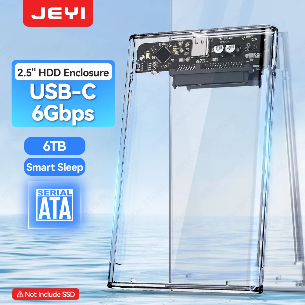 JEYI 2,5-Zoll-externes Festplattengehäuse mit USB 3.1 6 Gbit/s HDD-Gehäuseadapter UASP+TRIM Dual Protocol SATA HDD für PC Laptop