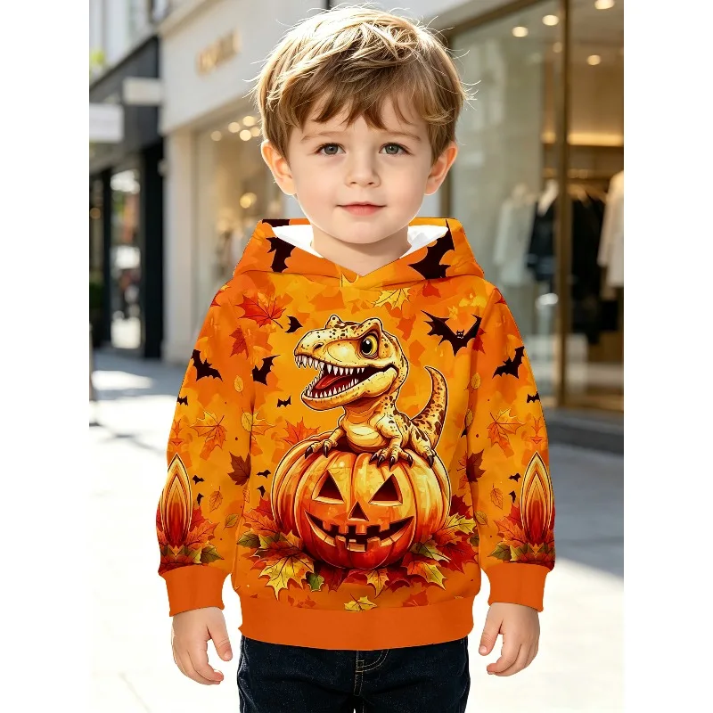 Toddler Boys Holiday Cartoon Printed Hoodie Pullover Long Sleeve Streetwear Kids Clothing for Outdoor Birthday Gift