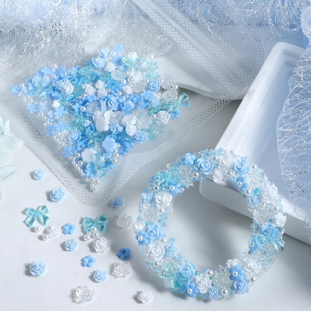 Resin Art Of Rose - Bunga Akrilik Biru Campuran, Resin Epoksi,