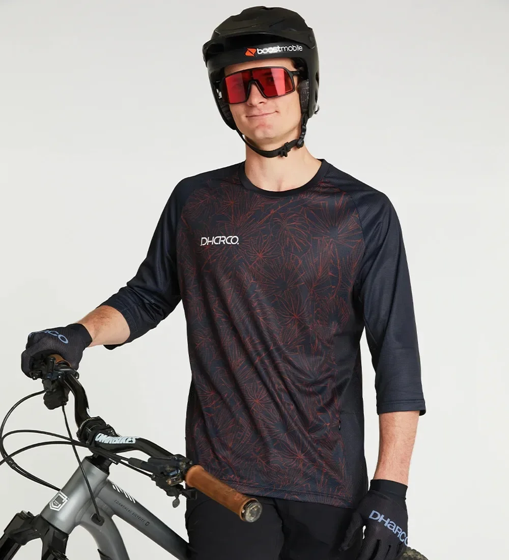Mens 3/4 Sleeve Jersey Mtb Sweatshirt Quick Drying Fabric Summer Motorcycle Locomotive Cycling T-shirt Suitable Race Clothing