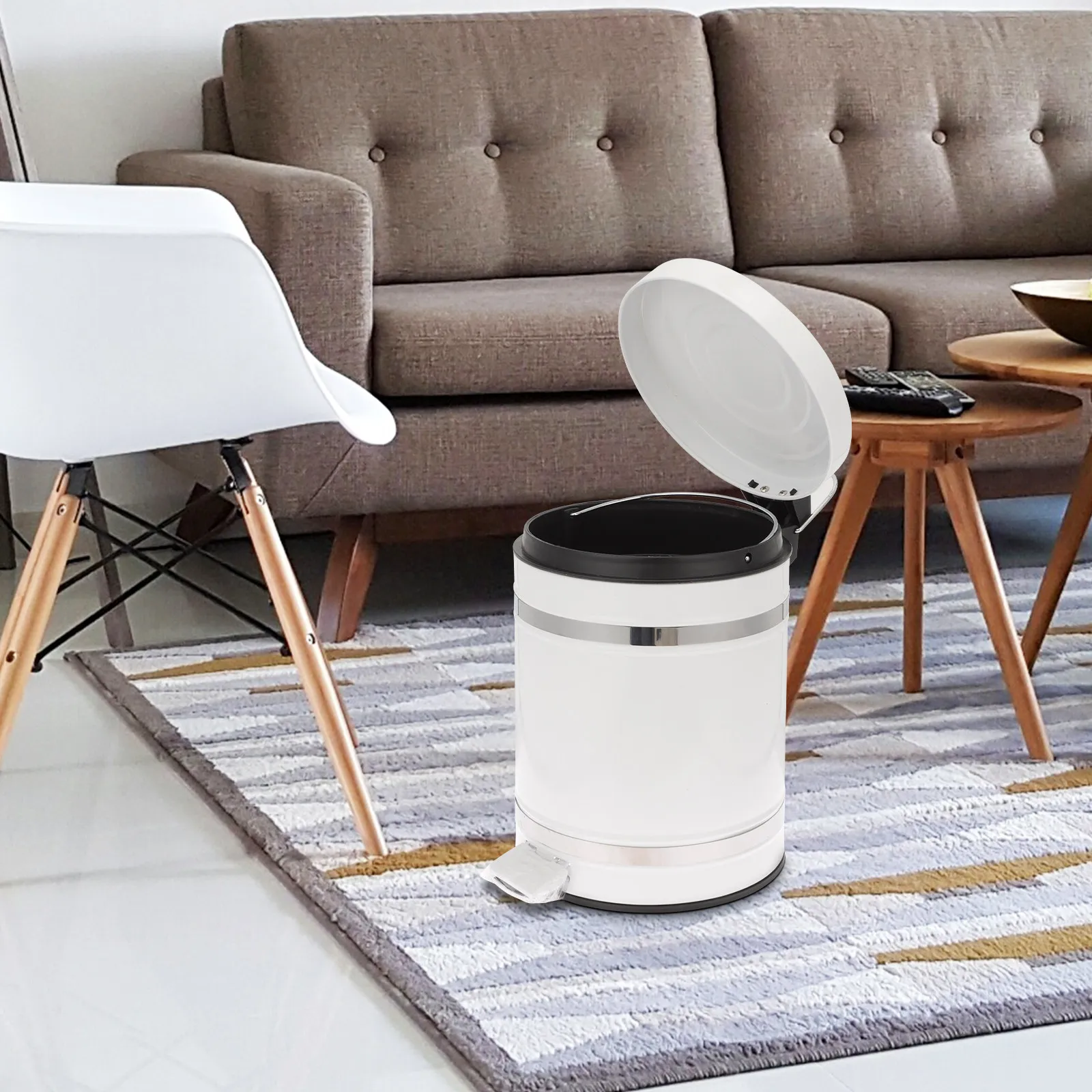 

Stylish Home Garbage Can with Foot Pedal Premium Iron Construction Smooth Silent Lid Closure Anti-Smudge Surface for Kitchen