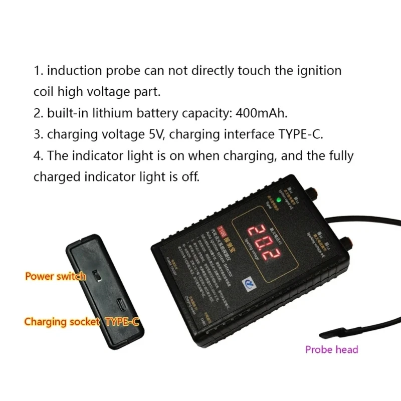 Engine Tester T100, Professional Auto Ignition Diagnostic Instrument for Engine Coils Troubleshooting