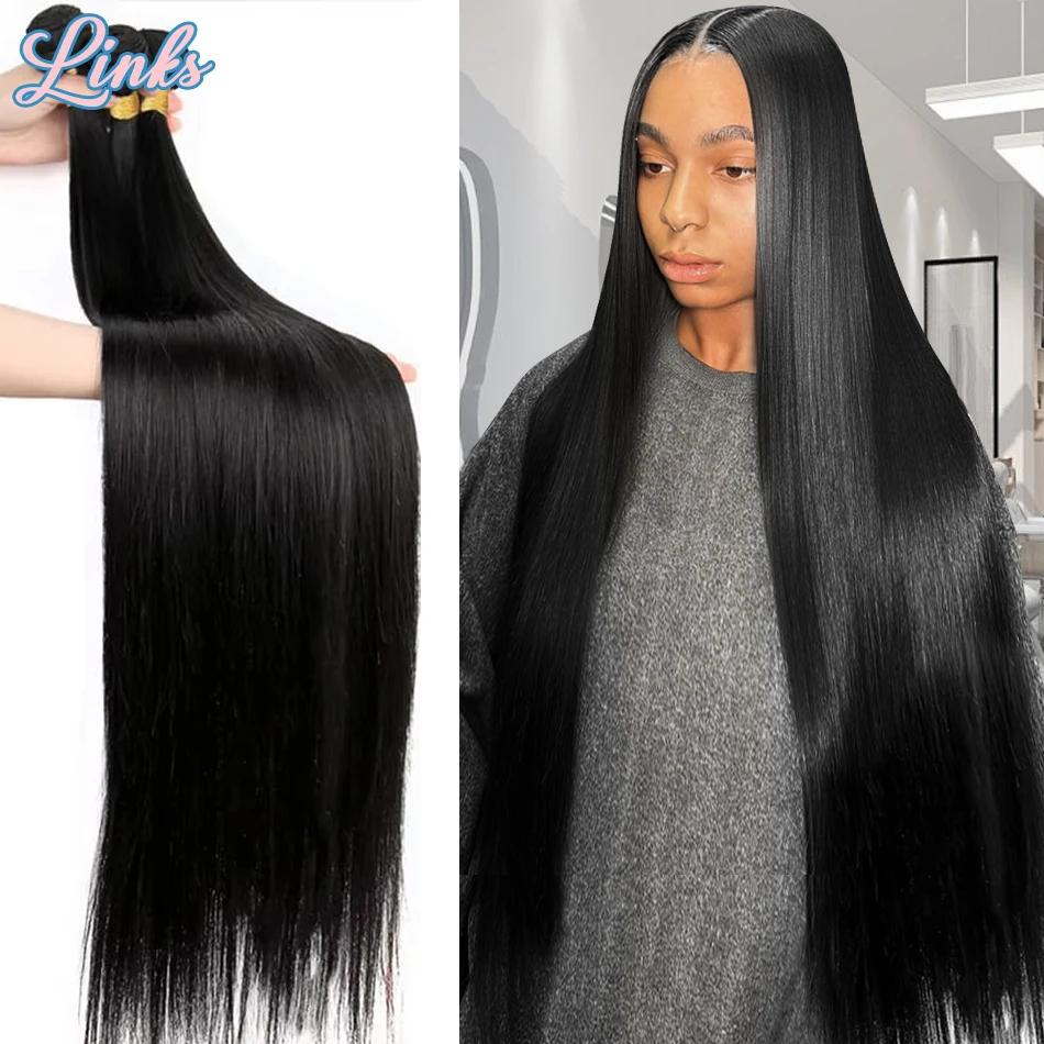 Links 30 40 Inch Bone Straight Bundles 100% Human Hair Weave Bundles 1/3/4 PCS Human Hair Bundles Brazilian Remy Hair Extensions