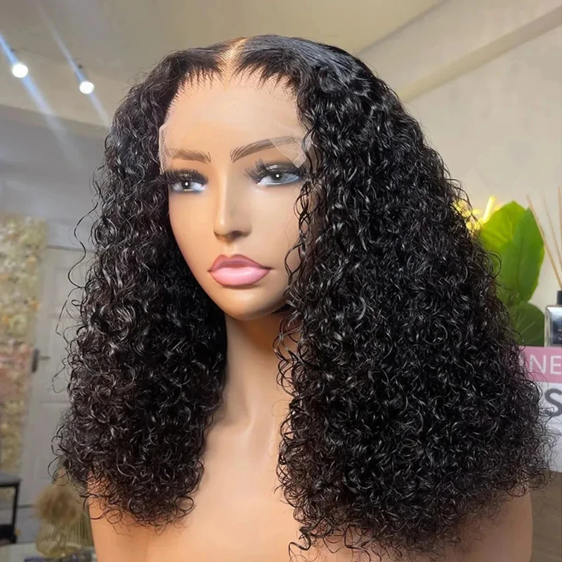 

Short Deep Wave Bob Wig Lace Front Wigs Human Hair Brazilian Natural Pre Plucked Curly 13x4 HD Lace Frontal Wig For Women