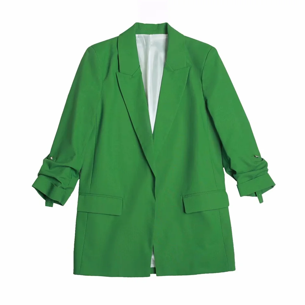 秋の新作 レディース カジュアル 多用途 フリップタイ ショルダーパッド カールスリーブ オープンカラー スーツコート