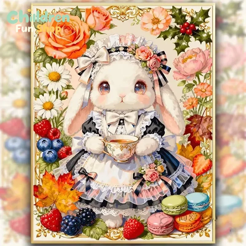 Diamond Painting Modern Simple Style Afternoon Tea Rabbit Diamond Mosaic Handmade Art Exquisite Creative Gift Home Decor