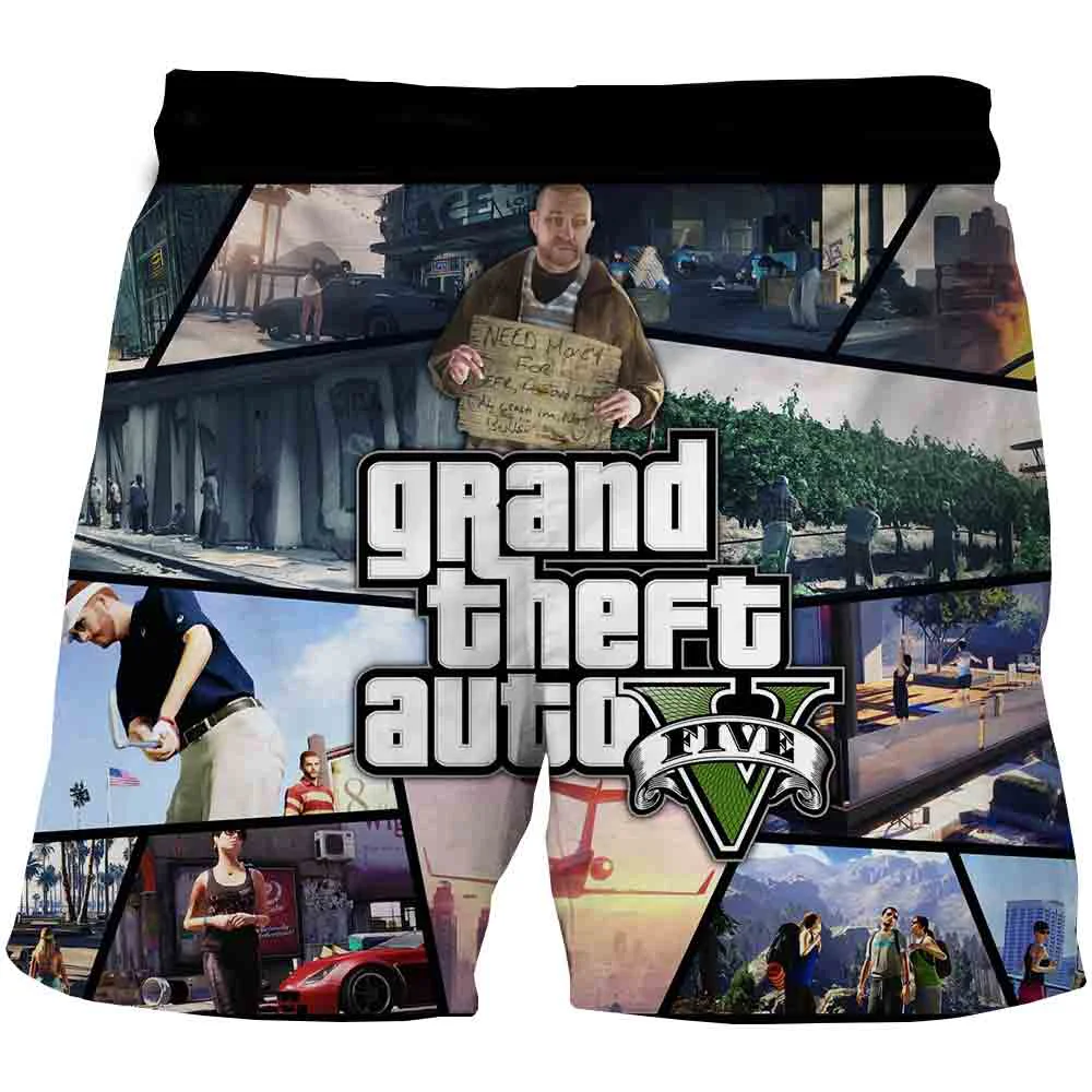 Summer Men/Women Casual Shorts GTA 5 Grand Theft Auto Game 3D Print Swimming Trunks Fashion Beach Pants Boys Swimwear