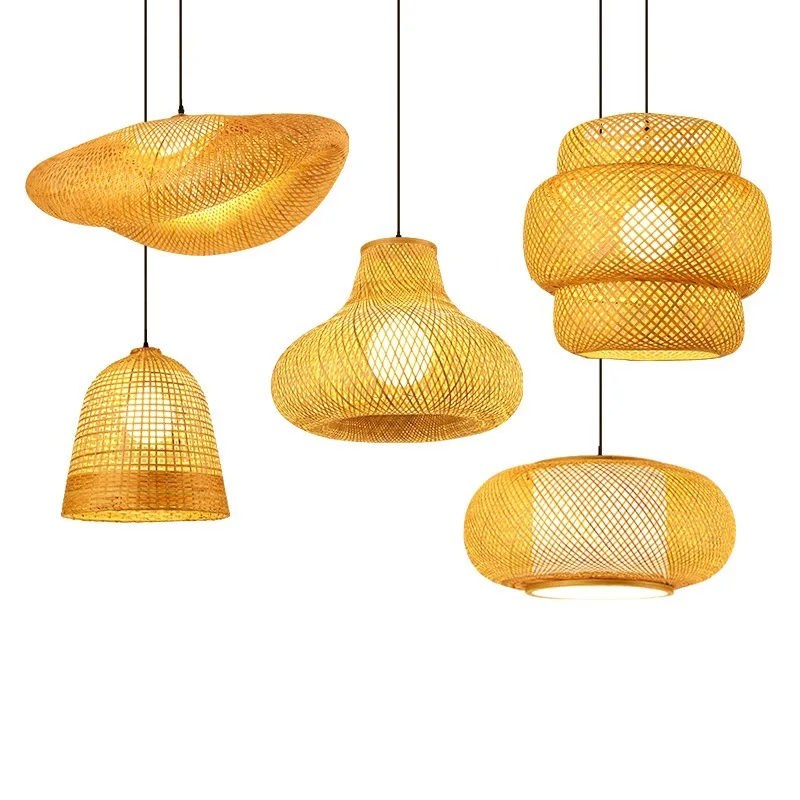 Lampe suspendue nordique en rotin et bambou, luminaire décoratif d'intérieur, idéal pour une cuisine ou une maison, une salle à manger ou un salon