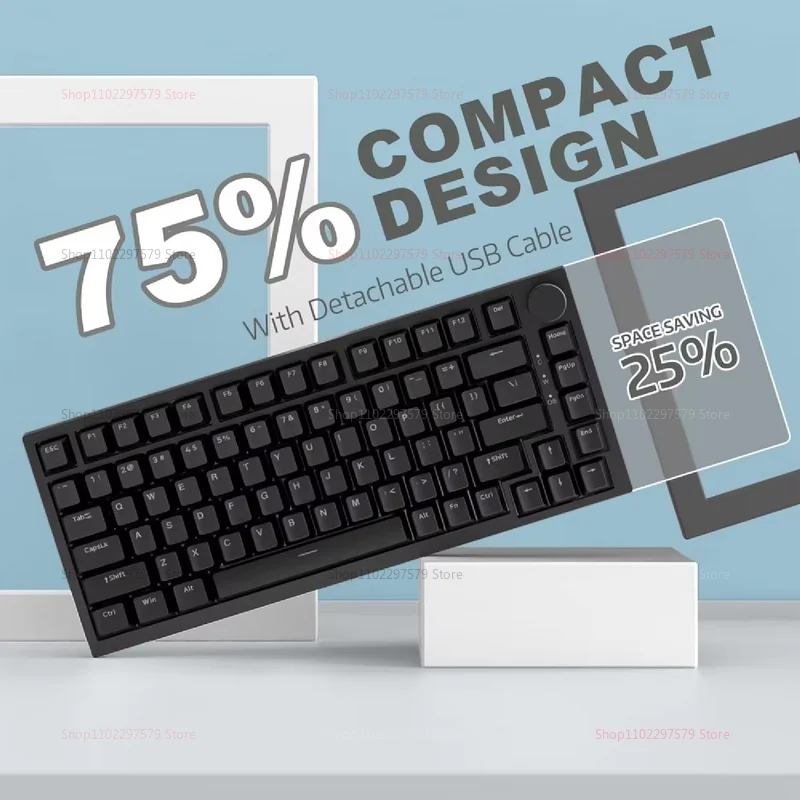 AK820 75% Mechanical Gaming Keyboard Bluetooth 51/24G Wireless Type-C Wired Hot Swappable RGB Backlit TFT Screen Gasket Mount