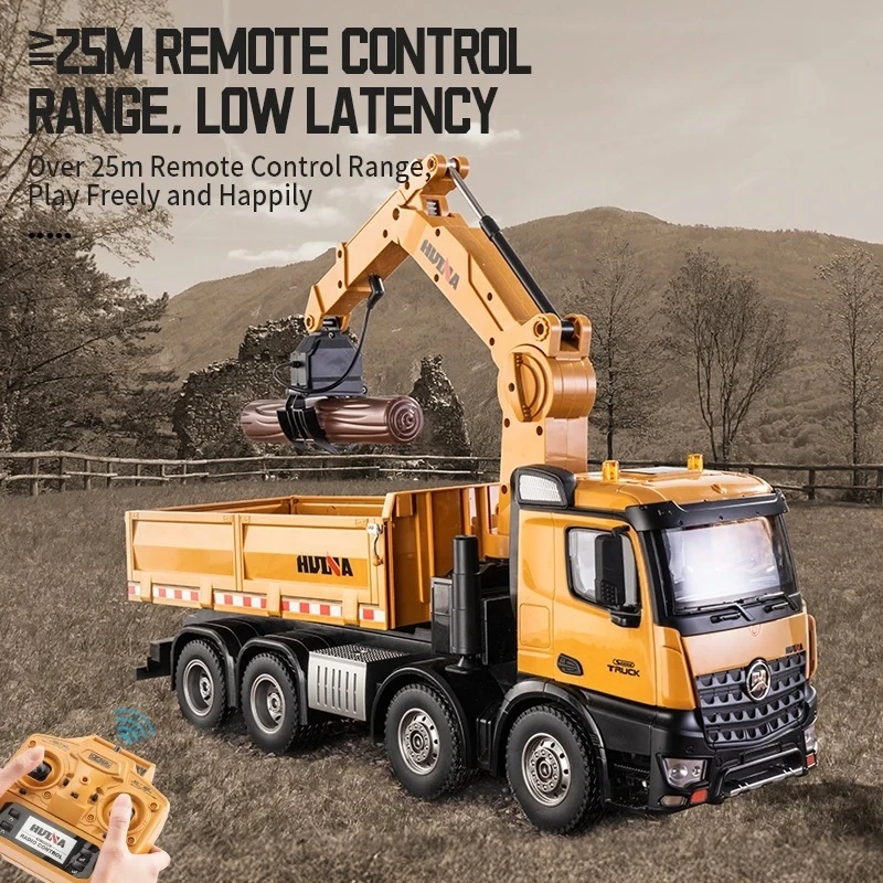 RC Truck NO.1538 26CH RC Semi-alloy Truck 1/14 Remote Control with Wood Grab Dump Engineering Truck Dump Car Model Toy Vehicles