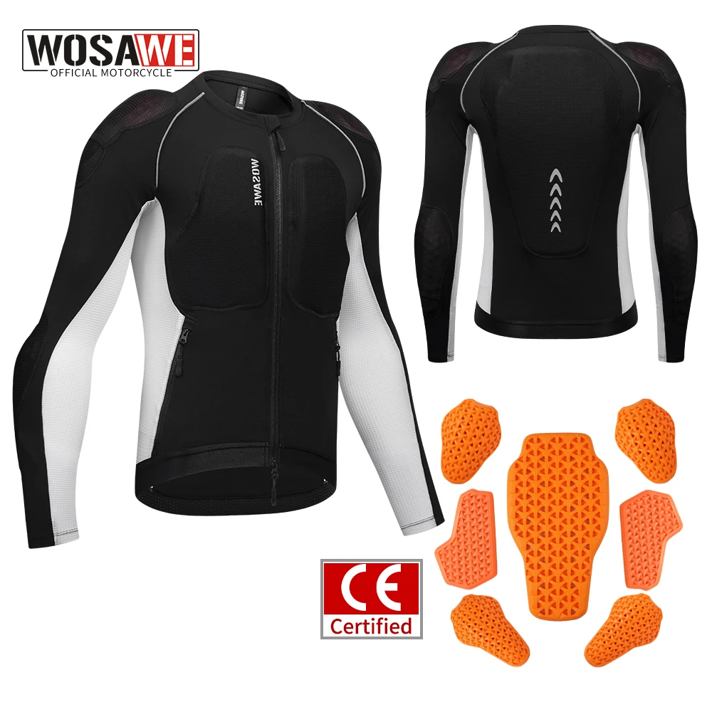 WOSAWE Herren-Sommer-Motorradjacke, leichte, weiche Motocross-Bekleidung mit CE-zertifiziertem Ganzkörperpanzerschutz