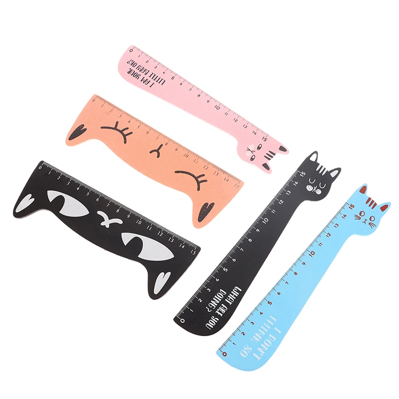 Lovely Cat Wooden Straight Ruler Cute Cartoon Kitten Ruler Sewing Drawing Painting Tools Office School Stationery Supplies