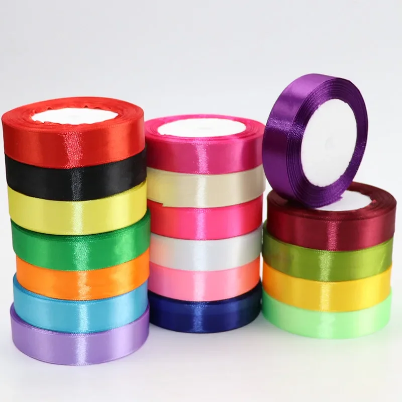 25 yardas/rollo de cintas para envolver regalos de boda, lazo para manualidades DIY, cintas de satén de poliéster, accesorios de decoración navideña para el hogar, cinta