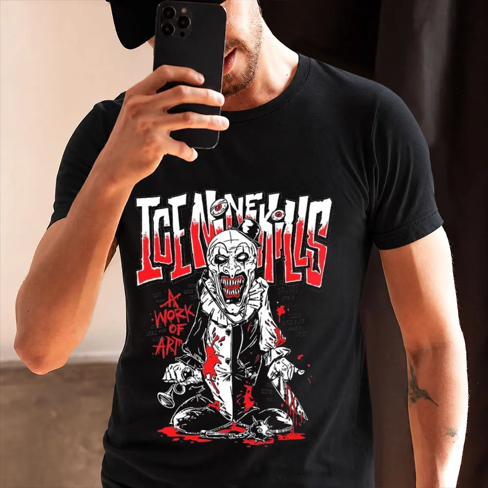 Retro Horror Movie Terrifier Art The Clown Killer Scary Halloween Gift T Shirt 0803 Short Sleeve Graphic clothes All size tops
