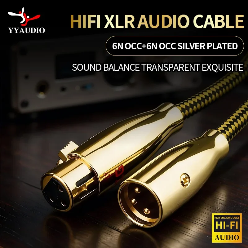 YYAUDIO YYTCG Cavo XLR Hi-Fi in rame puro OCC OFC, cavo audio XLR maschio-femmina per microfono e mixer
