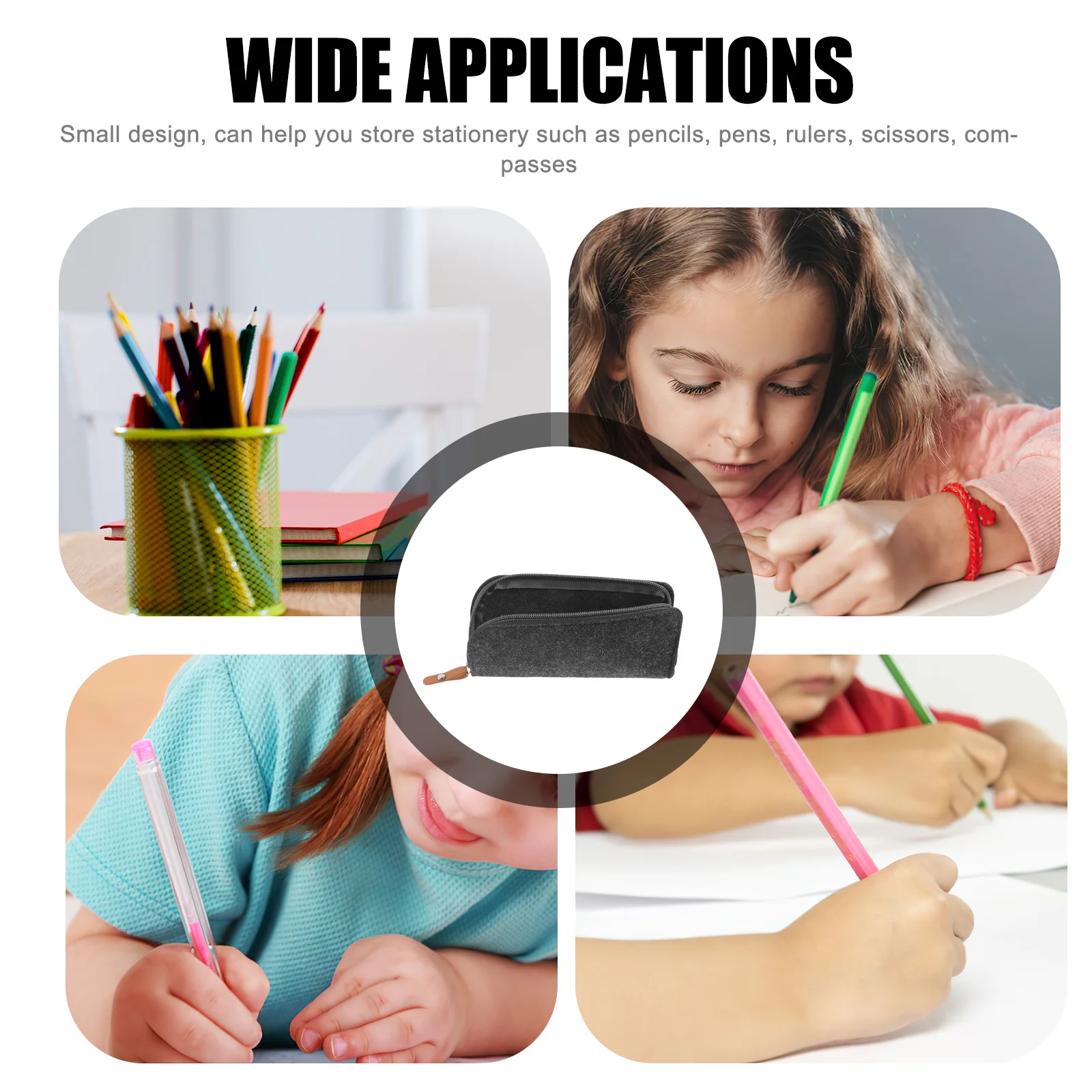 

2Pcs Tear Resistant Reusable Pencil Case Felt Bag for Pens Rulers Scissors and More Teen Pencil Case Zipper Storage Bag