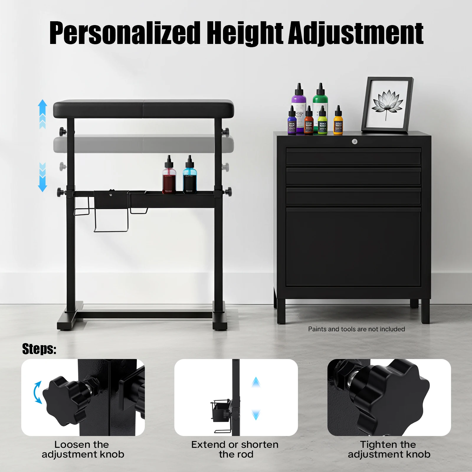 Tattoo Armrest Stand Strong Structure Height Adjustable Armrest Bracket with Non-Slip Feet Easy To Clean