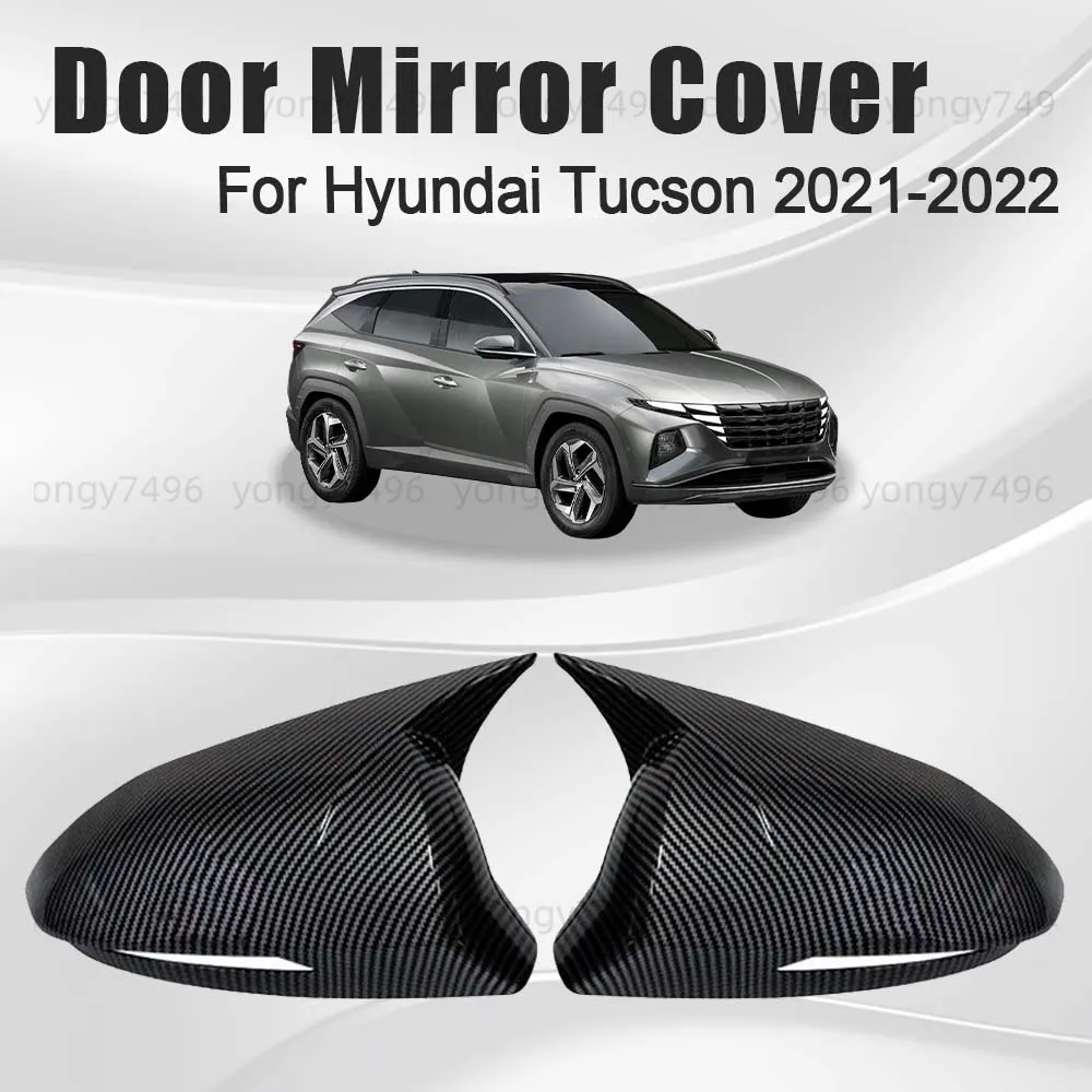 

Car Upgrade Door Mirror Cover For Hyundai Tucson 2021-2022 Car Rearview Accessories Glossy Black Carbon Fiber Decoration Styling