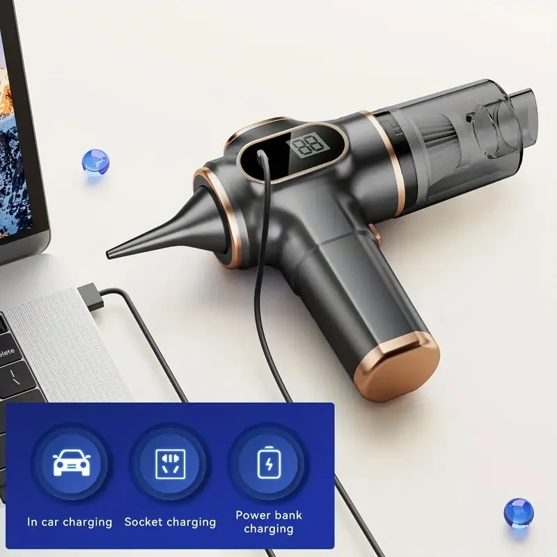 1 قطعة مكنسة كهربائية محمولة لاسلكية قابلة لإعادة الشحن عبر USB، عمر بطارية طويل، ماكينة غبار متعددة للسيارة وشعر الحيوانات الأليفة والغبار والحطام C