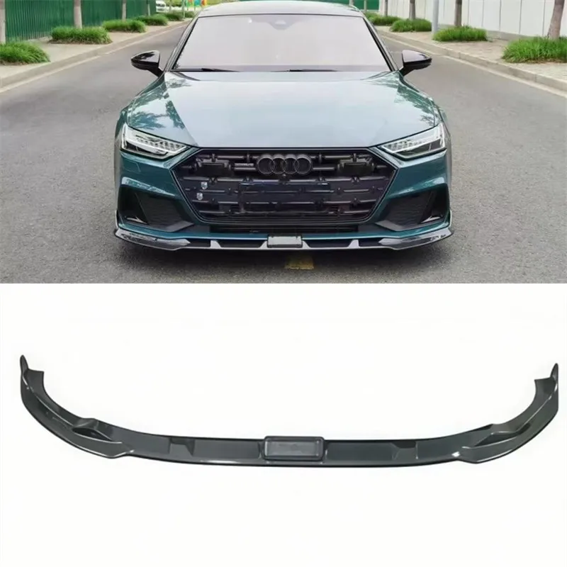 

For Audi A7 A7L 2019-2024 Real Dry Carbon Fiber Front Lip Front Bumper Lower Lip Under Spoiler Splitter Body Kit