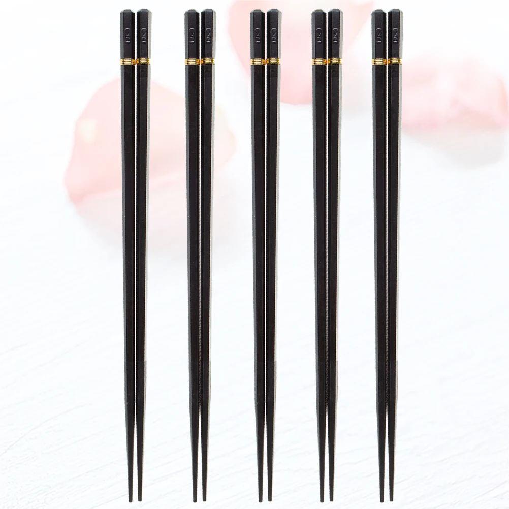 

Pointed Head Chopsticks Set 5 Pairs Food Serving Tableware Home Anti Scalding Smooth Craftsmanship Asian Style Storage