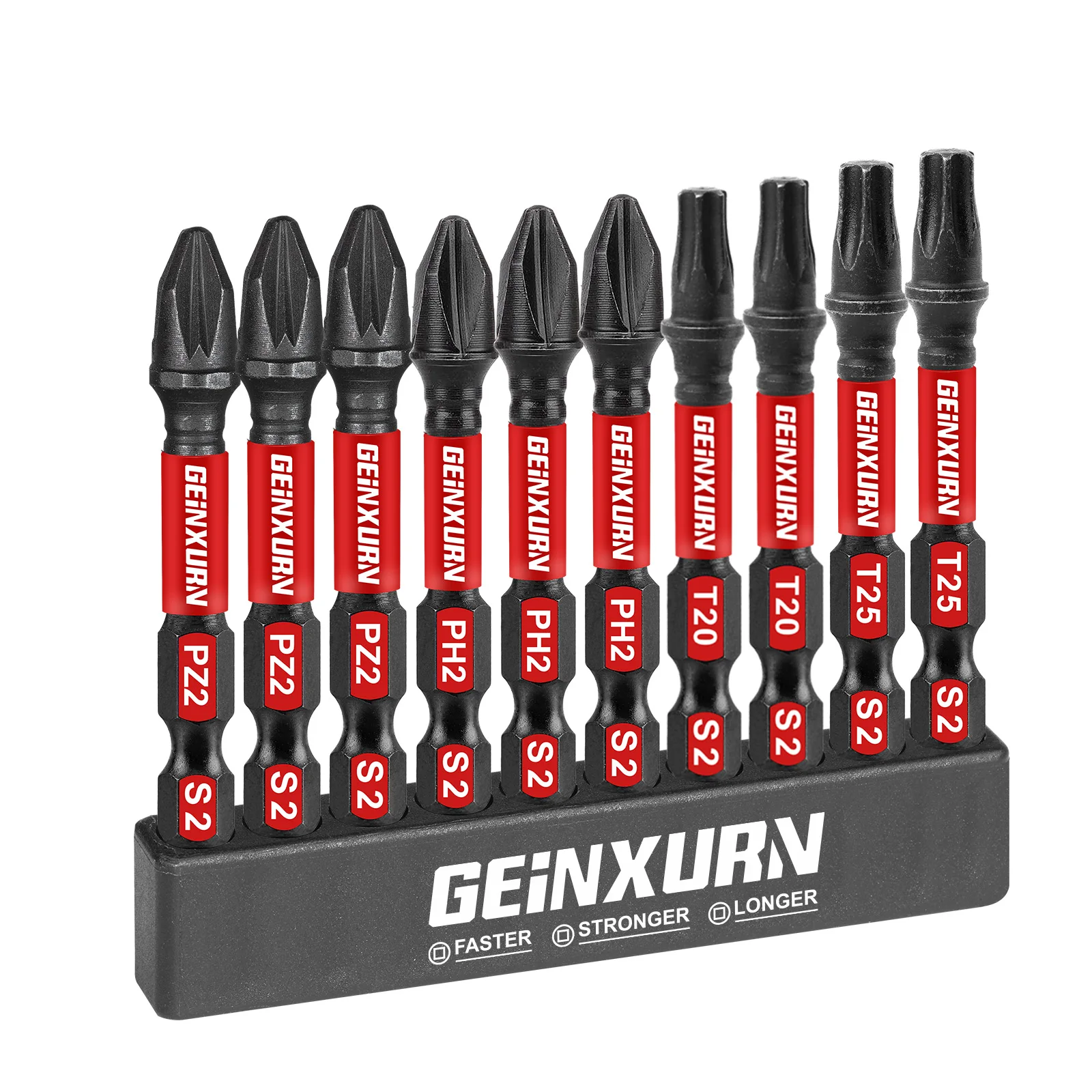 

Набор магнитных отверток Geinxurn Mixed Impact, набор силовых бит из легированной стали S2 с основанием (PH2, PZ2, T20, T25)