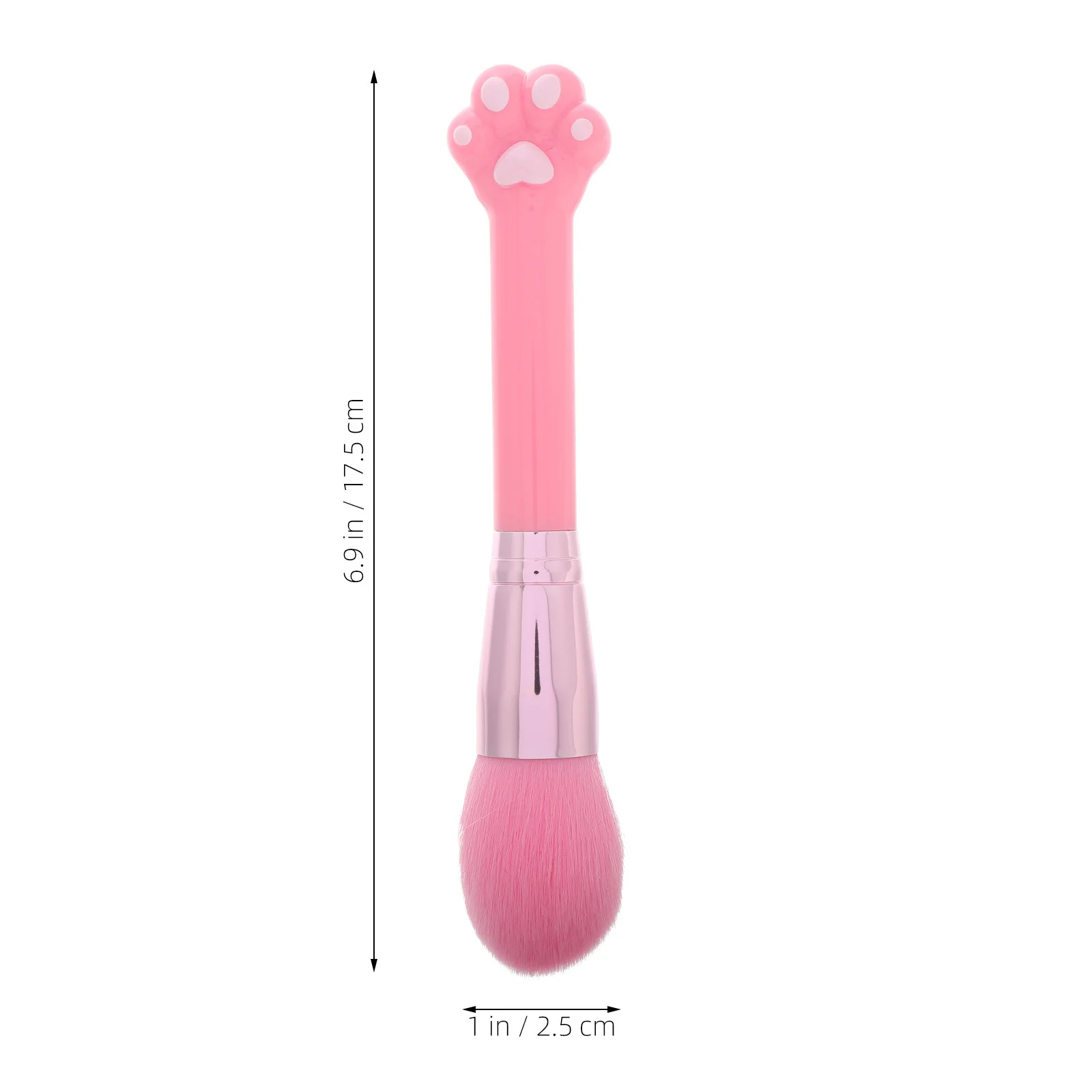 Pennello per trucco con zampa di gatto rosa Manico lungo Setole morbide Strumento per trucco viso con fondotinta in polvere sciolto multifunzione