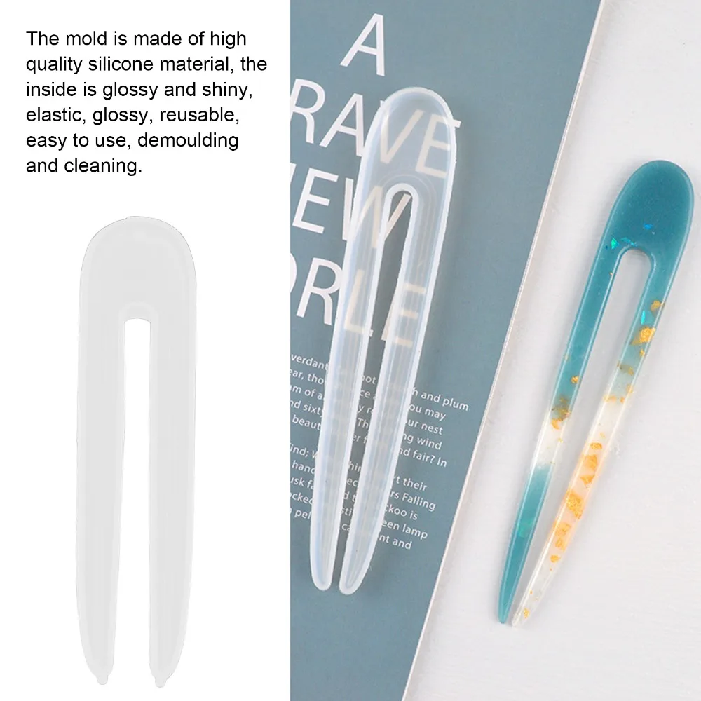 5pcs Elastic Silicone Hairpin Silicone Mold White Glossy Finish DIY Silicone Mold Flexible Mold Retro Classic Hairpin Mold