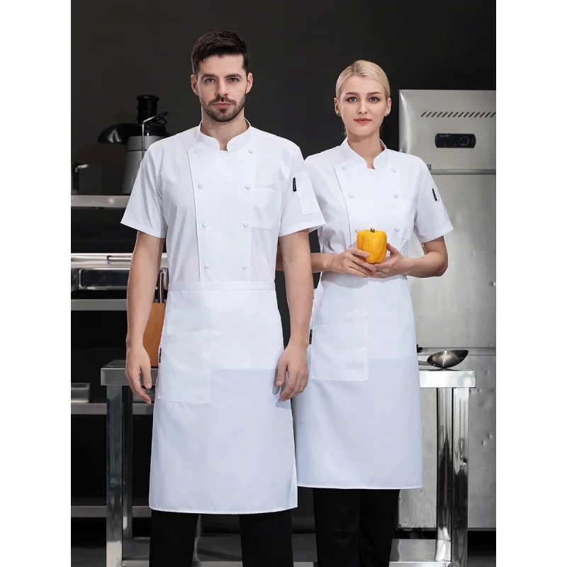 Hotel Chef Uniform Short-Sleeved Summer Clothes Restaurant Western Restaurant Kitchen Tea House Chef Overalls Half Sleeve Work W