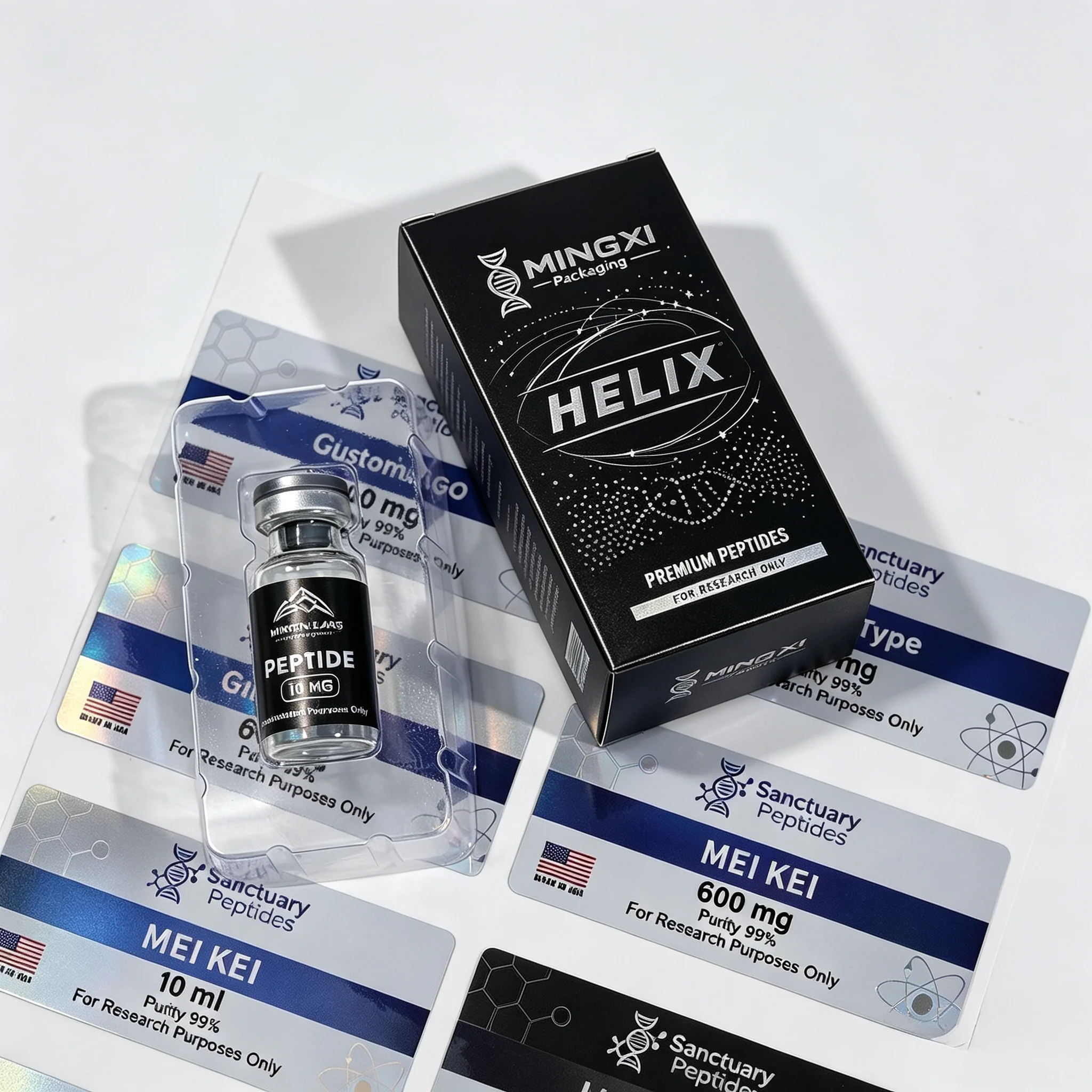 Self Adhesive Peptide Vial Labels With Precision Printing,Waterproof High Temperature Resistance for Injectable Health Vials