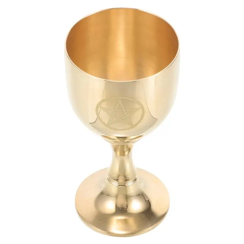 Pentagram Ritual Tree Of Supply High-Foot Brass Altar Chalice Copper Altar Chalice Glass Pentagram