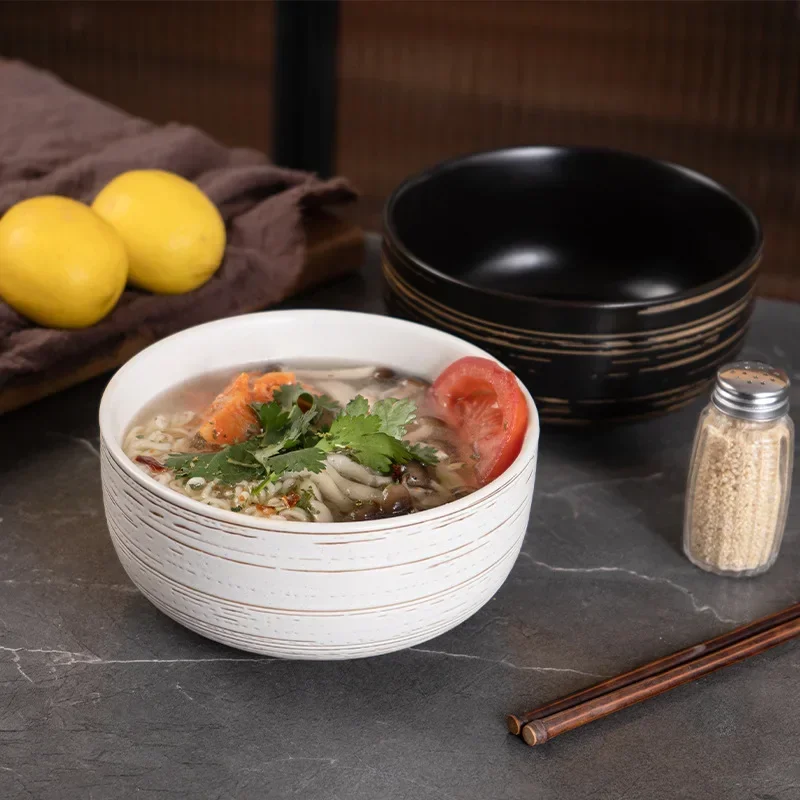 Japanese-style Lamian Noodles hand-painted brushed ceramic bowl retro Tang priest family soup pot network celebrity tableware