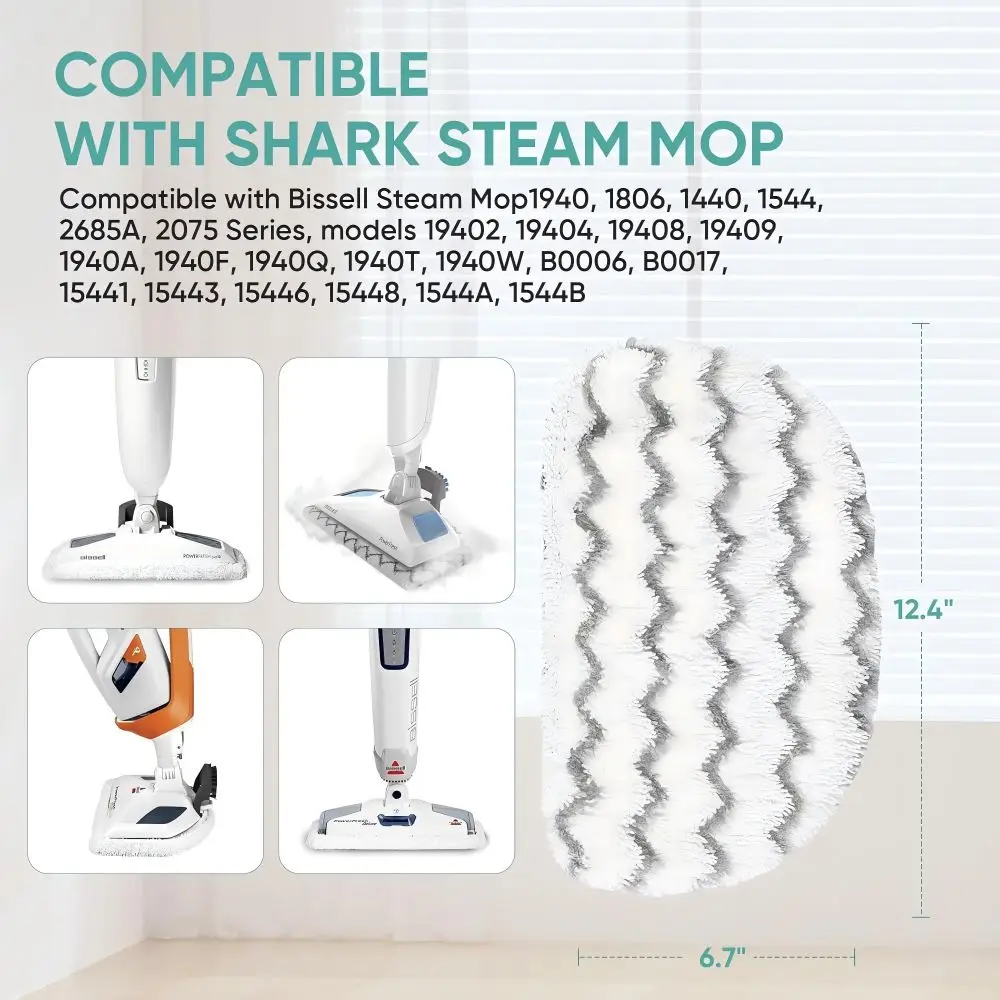 2/4/8 Pcs Steam Mop Replacement Pads for Bissell Powerfresh Steam Mop 1940 1806 1544 2075 2685A 2181 2814 Series.