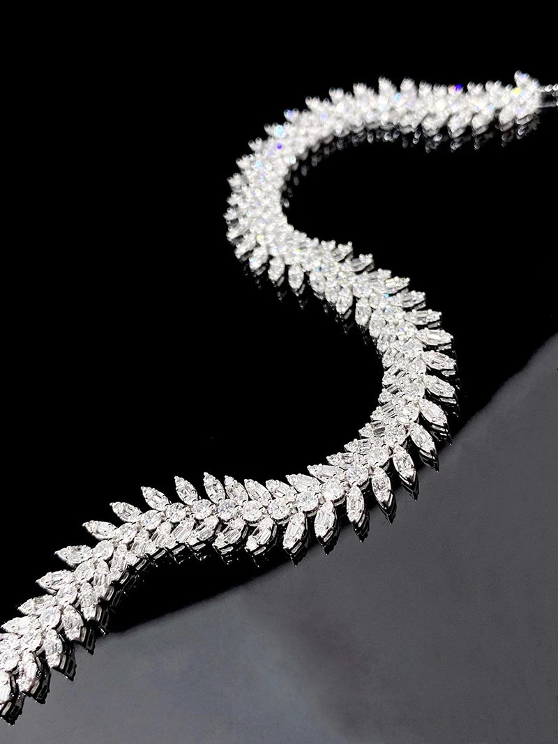 LUOWEND 100% 18K White Gold Bracelet Luxury Elegant Design Real Natural Diamond Bracelet for Women High Party Jewelry