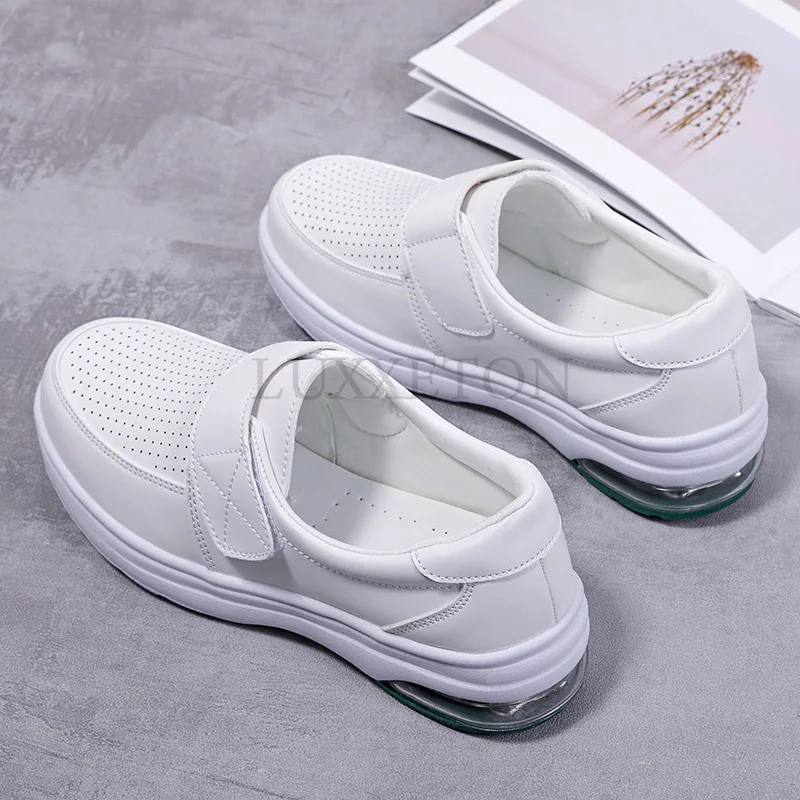 Platform White Shoes Women Casual  Comfortable Light Nurse Work Shoes Fashion Slip on Non-slip Loafers Chaussure Femme