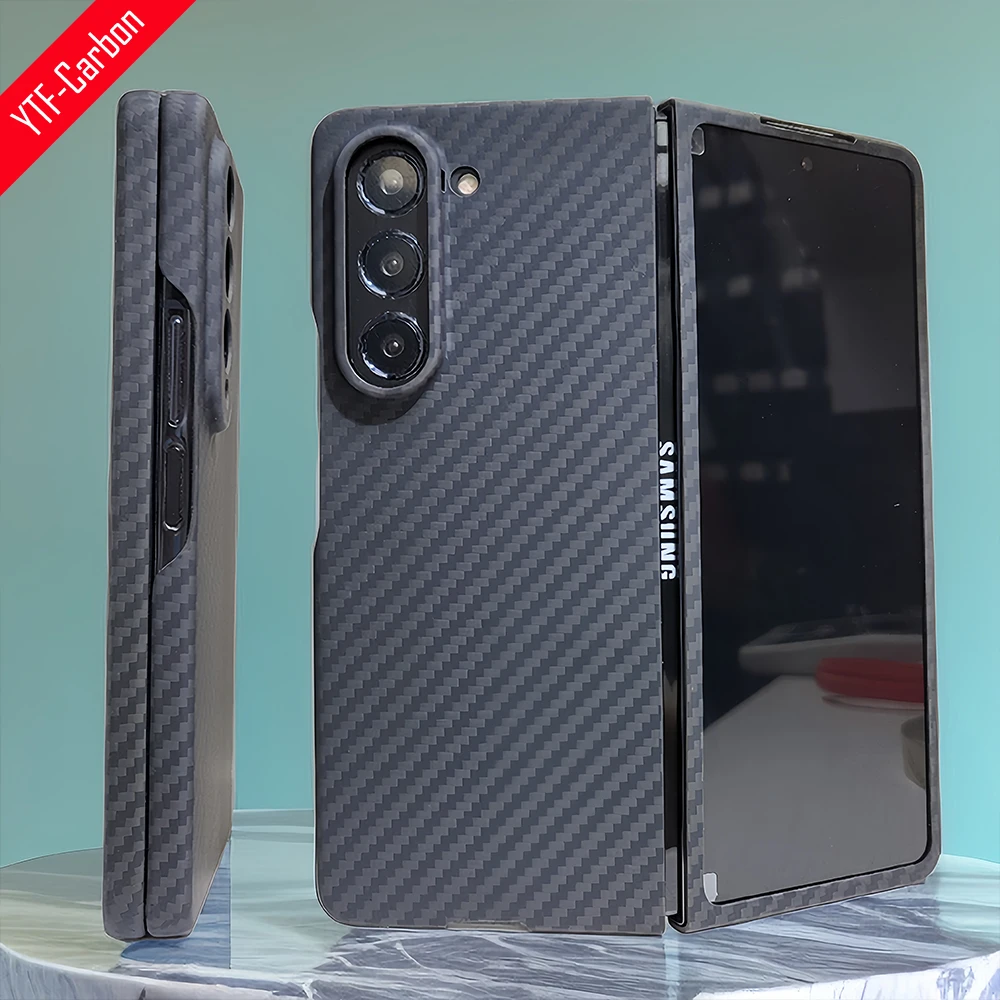 

YTF-carbon Real Carbon fiber Z Fold5 Case For Samsung Galaxy Z Fold4 case Aramid fiber Slim design Z Fold3 Anti-fall Phone shell
