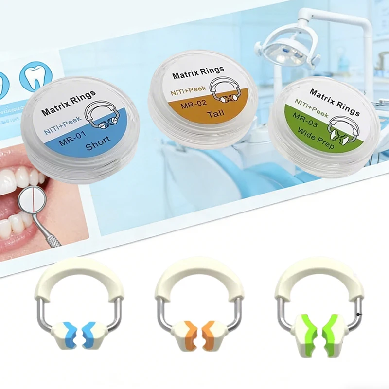 

Dental Matrix Contoured Matrices Bands & Retainer Rings Set Wooden Wedges Posterior Restoration Tools