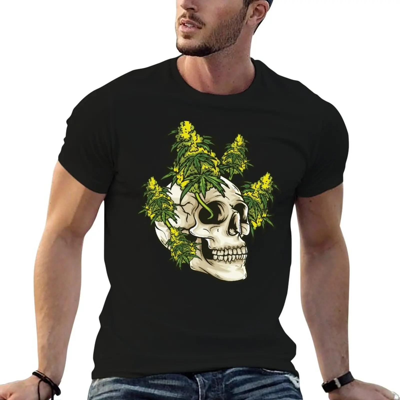 

t out shirts t Skull man weed growing custom shirt funny man with T-Shirt t designer of shirt it print