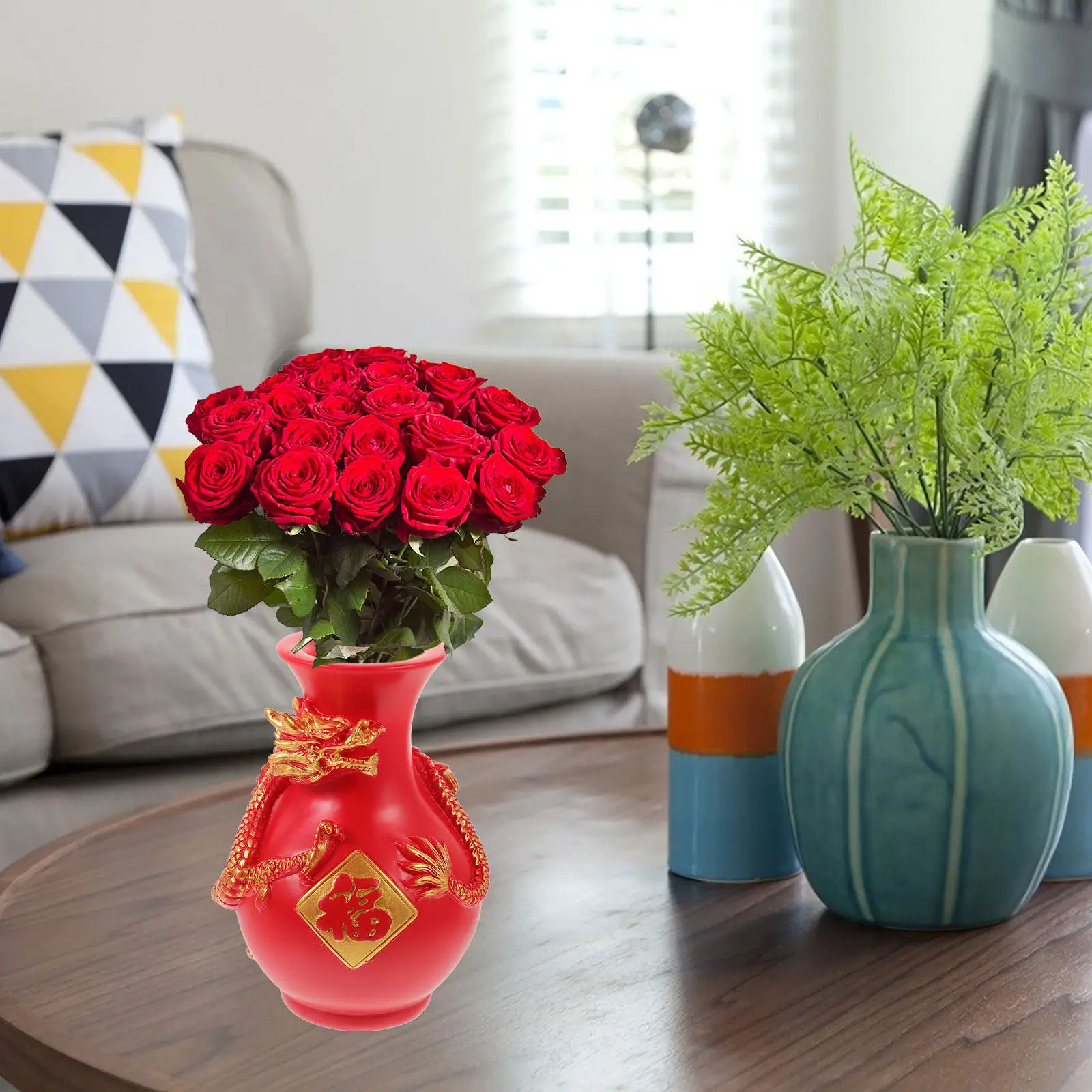 Resin Dragon Vase Elegant Flower Arrangement Container Modern Desktop Vase for Living Room Bedroom Dining Table Dried Flower