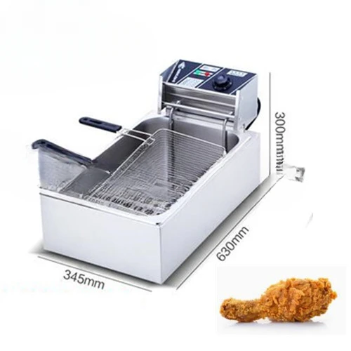 20L Electric Single Tank Frying Pot Stainless Steel Fryer Commercial Frying Pan French Fries Machine Fried Chicken Wings Furnce