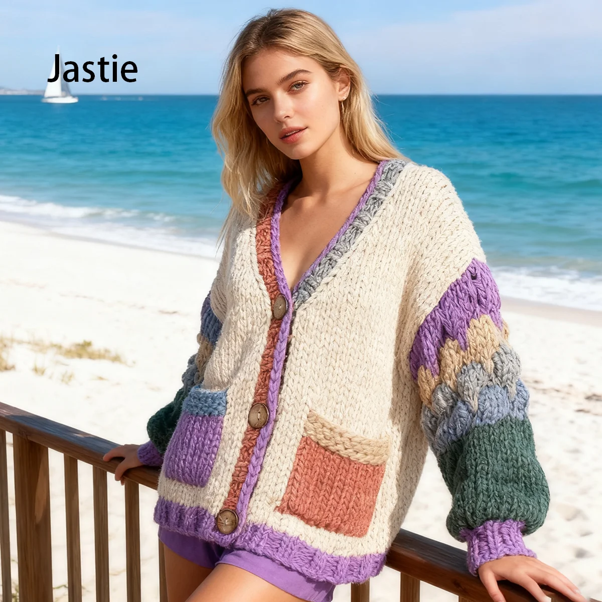 

2026 Thick Needle Sweater Knitted Cardigan Coat Women's Hand Hook Loose Single-breasted Long-sleeved V-neck Sweater Cardigan