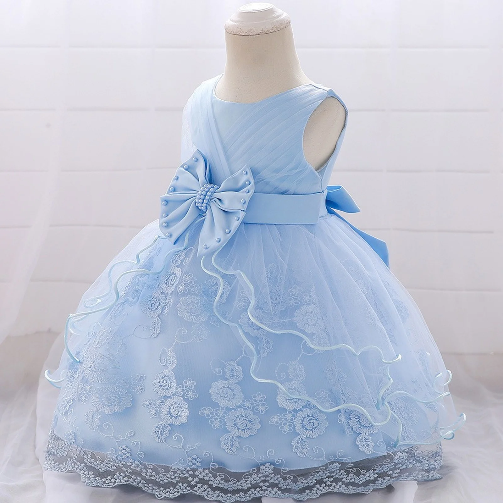 

Newborn Baby Baptism Dress For Girls Toddler Summer Clothes Bow Lace Infant Baby Girl 1st Birthday Princess Party Dresses