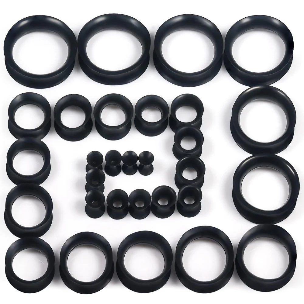 3-26mm High Elasticity Silicone Ear Gauges Plugs Tunnels Earrings Flexible Double Flare Tunnels Expander Stretching Kit Gauge