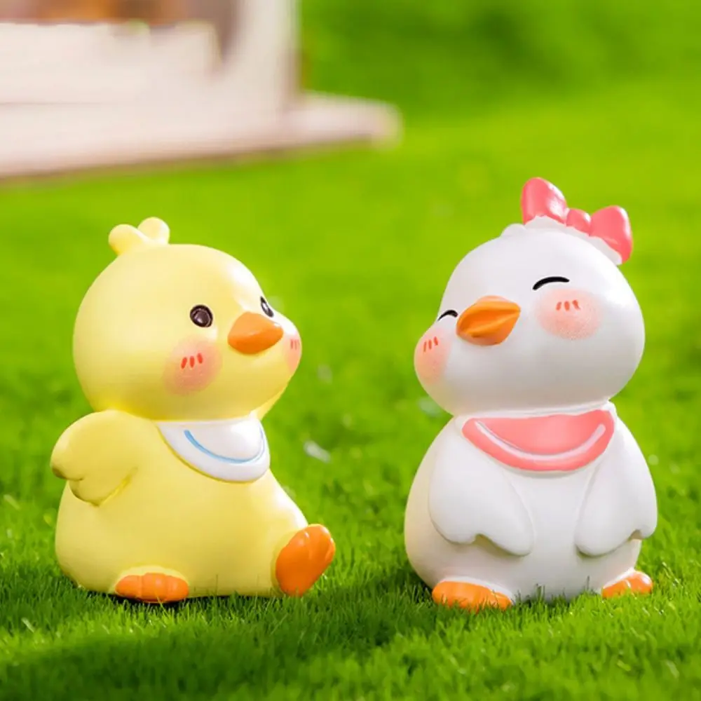 Cute Cartoon Duck Statue New Car Ornament DIY Crafts Miniature Duck Figurines Dollhouse Decoration Resin Micro Landscaping