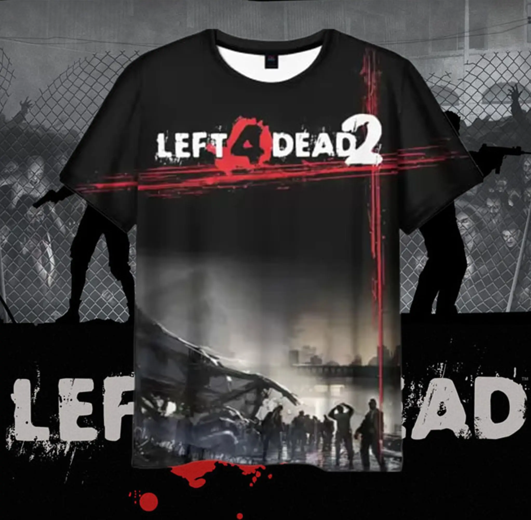 2024 Summer New Horror Game Left 4 Dead 2 T-shirt 3D Print Men Women Short sleeve Tee Shirt Fashion Harajuku O-neck Top Clothing