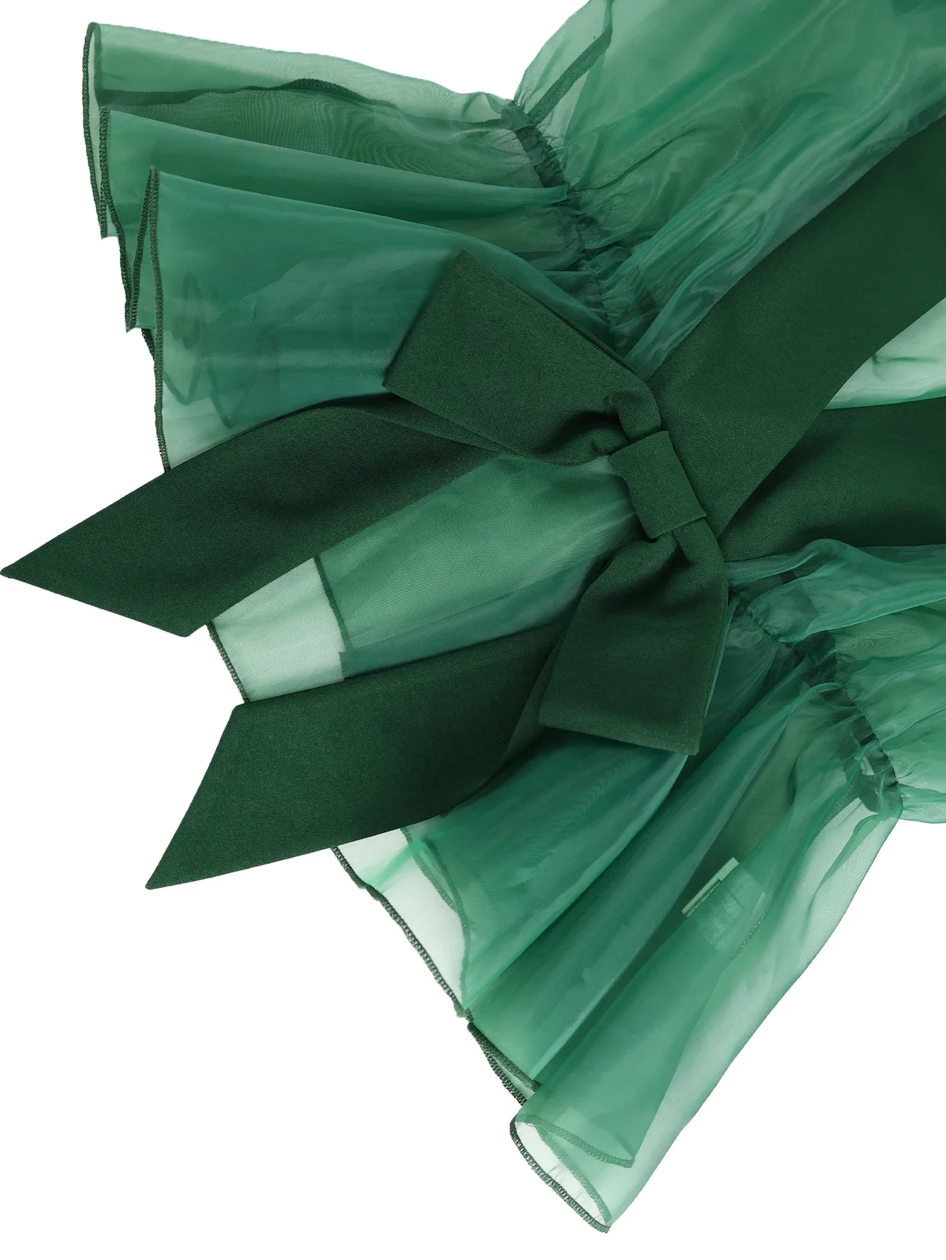 Setelan Wanita Dua Potong Kerah Kotak Lengan Panjang Model Lentera Berbahan Mesh dengan Tali Ikat dan Pita di Pinggul untuk Acara Kantor, Pesta Koktail, dan Pakaian Wanita